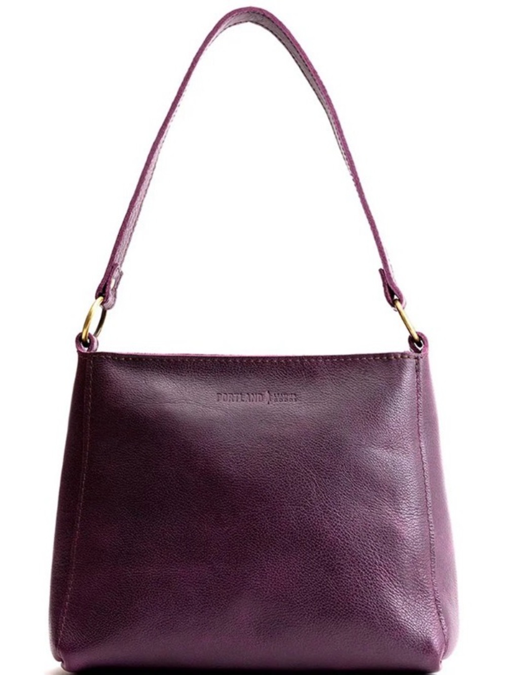 Portland Leather Triangle Shoulder Bag in Plum EUC